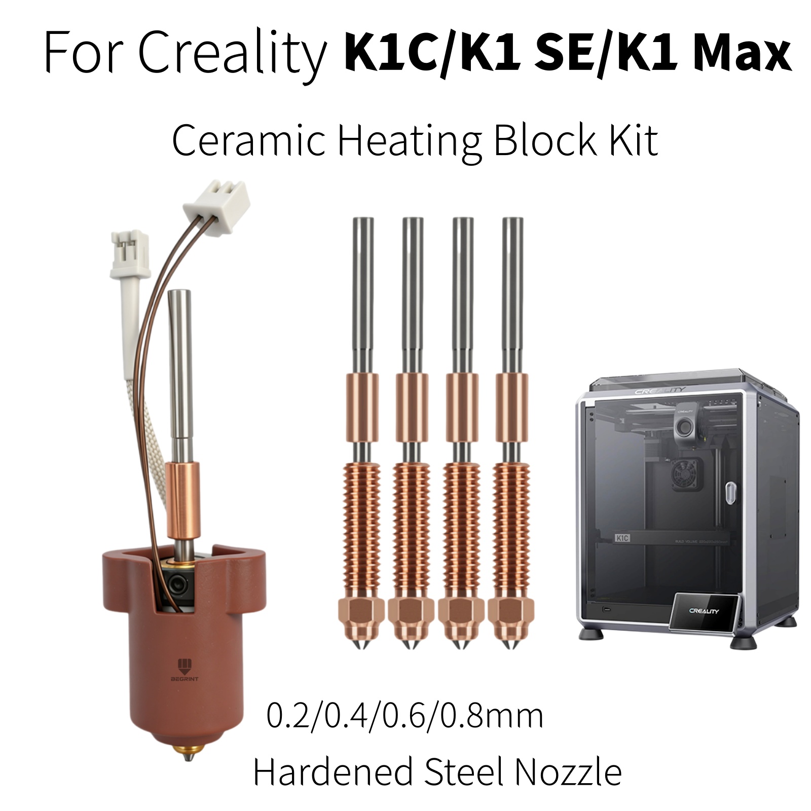 Hotend Assembly - ชุดหัวฉีด Creality K1C K1 MAX พร้อมบล็อกทำความร้อนเซรามิก,