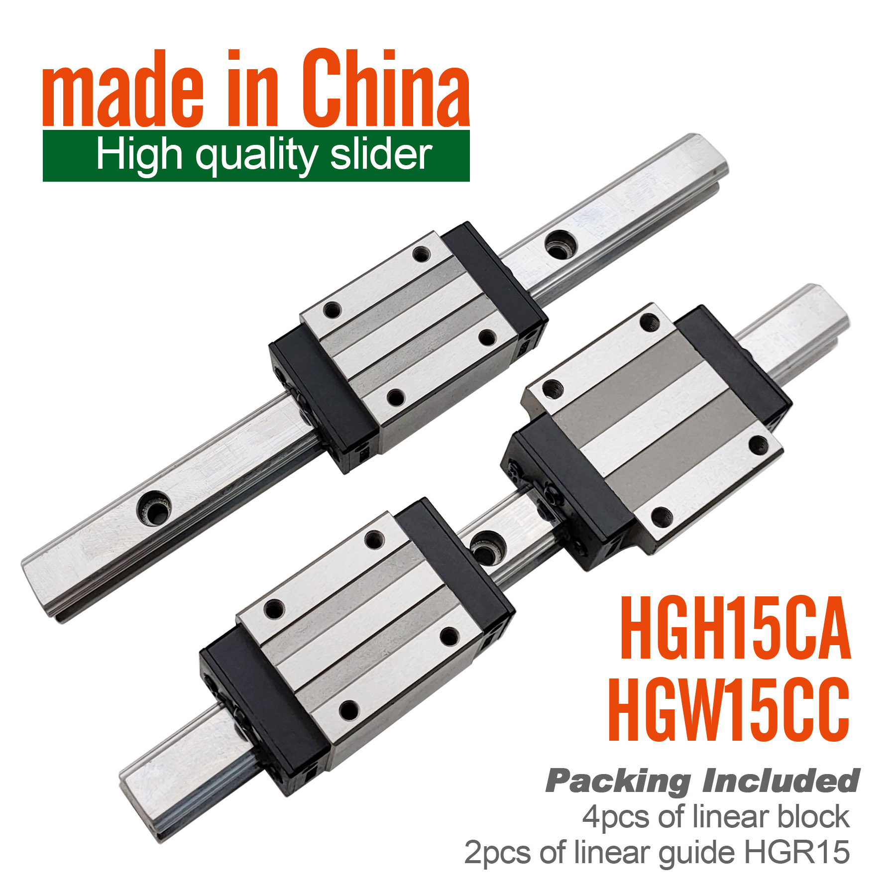 Linear Rail Mgn12H Set - HGH15CA HGW15CC 2ชิ้นรางนำทาง HGR15ลิเนียร์ความยาวใดๆ4ชิ้นชิ้นส่วนคาน HGR15เชิงเส้นชิ้นส่วนแฟลง2ชิ้น