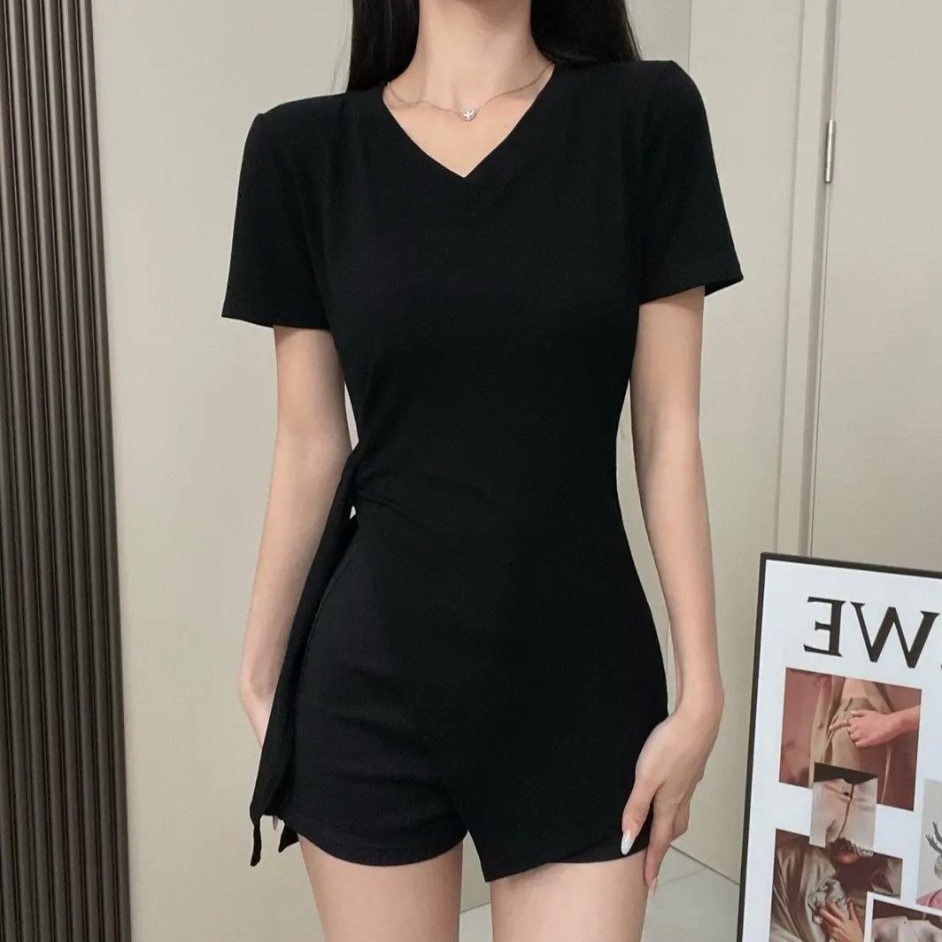 เสื้อยืดแขนสั้นคอวีผูกเชือก ดี - Resin Vat บทวิจารณ์และราคา