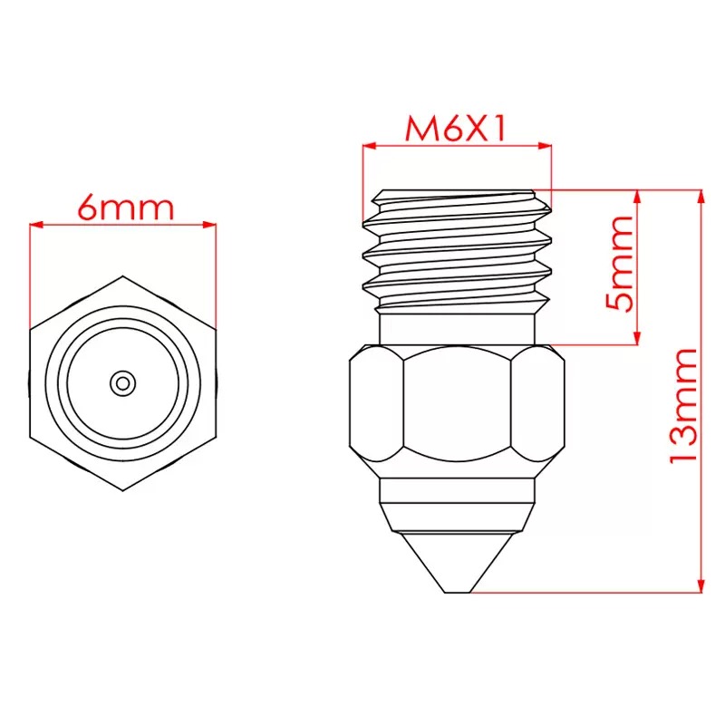 หัวฉีดทองแดงชุบแข็ง MK8 คุณภาพ - Printer Nozzle บทวิจารณ์และราคา